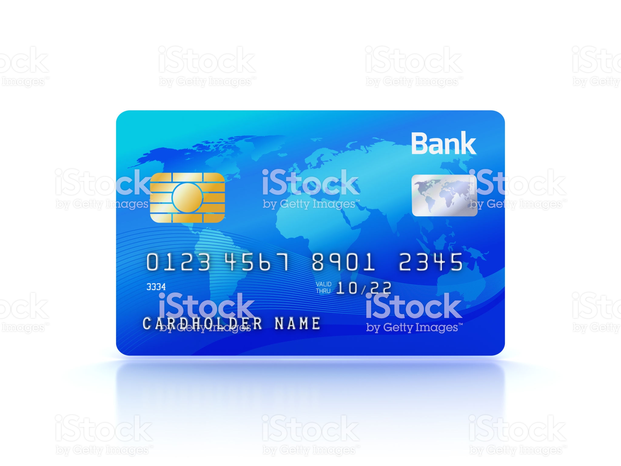 Credit Card - White Background - 3D Rendering